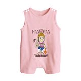 Lord Hanuman – Personalized Baby Romper Suit - BABY PINK - New Born (Chest 18")