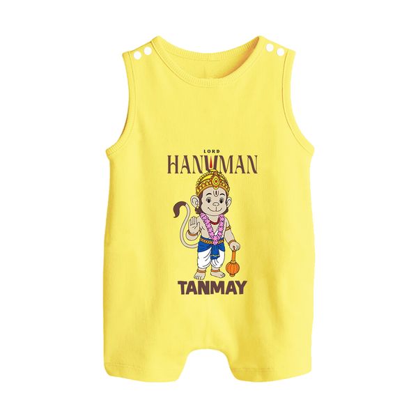 Lord Hanuman – Personalized Baby Romper Suit - PASTEL YELLOW - New Born (Chest 18")
