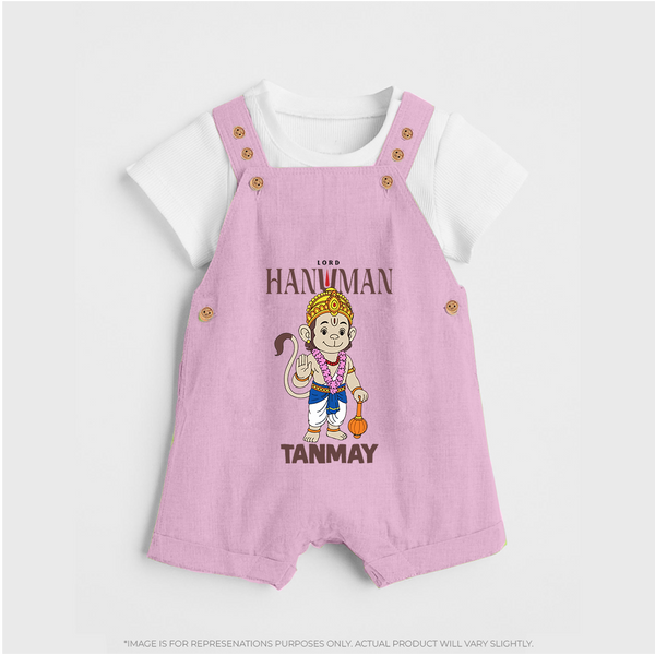 Lord Hanuman – Personalized Baby Dungaree - BABY PINK - 0 - 5 Months Old (Chest 18")