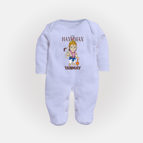 Lord Hanuman – Personalized Baby Fullbody Suit - BABY BLUE - New Born (Chest 7.5")