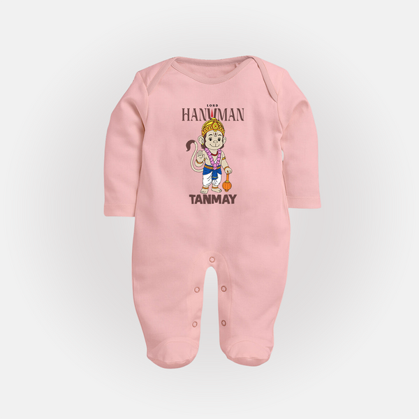 Lord Hanuman – Personalized Baby Fullbody Suit - BABY PINK - New Born (Chest 7.5")