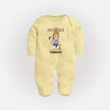 Lord Hanuman – Personalized Baby Fullbody Suit - PASTEL YELLOW - New Born (Chest 7.5")