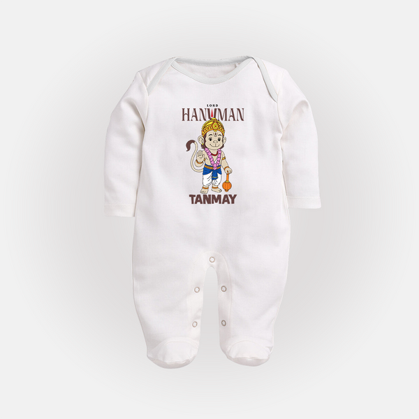 Lord Hanuman – Personalized Baby Fullbody Suit - WHITE - New Born (Chest 7.5")
