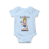 Lord Hanuman – Personalized Baby Romper - BABY BLUE - New Born (Chest 14")