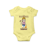 Lord Hanuman – Personalized Baby Romper - PASTEL YELLOW - New Born (Chest 14")