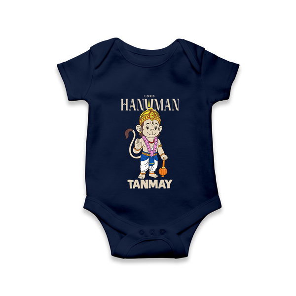 Lord Hanuman – Personalized Baby Romper - NAVY BLUE - New Born (Chest 14")