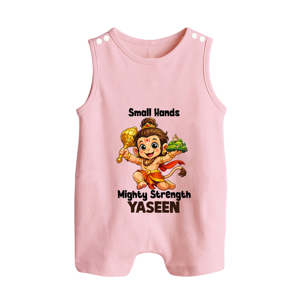Small Hands Mighty Strength – Personalized Baby Romper Suit - BABY PINK - New Born (Chest 18")