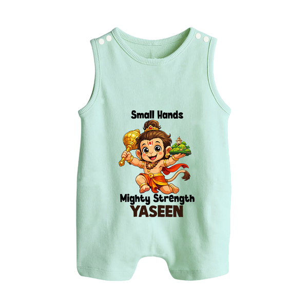 Small Hands Mighty Strength – Personalized Baby Romper Suit - MINT GREEN - New Born (Chest 18")