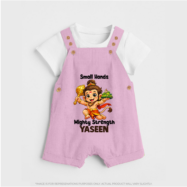 Small Hands Mighty Strength – Personalized Baby Dungaree - BABY PINK - 0 - 5 Months Old (Chest 18")