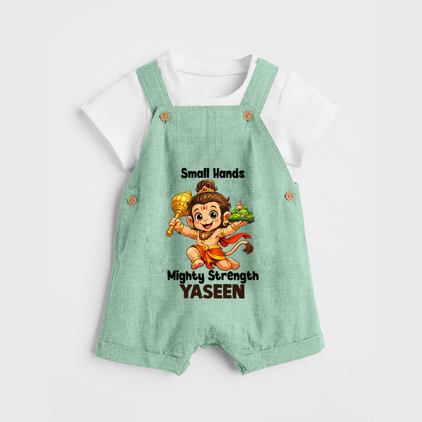 Small Hands Mighty Strength – Personalized Baby Dungaree - MINT GREEN - 0 - 5 Months Old (Chest 18")