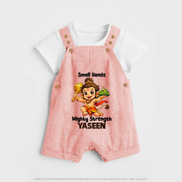 Small Hands Mighty Strength – Personalized Baby Dungaree - PEACH - 0 - 5 Months Old (Chest 18")