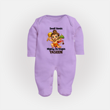 Small Hands Mighty Strength – Personalized Baby Fullbody Suit - LILAC - New Born (Chest 7.5")