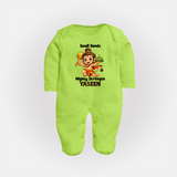 Small Hands Mighty Strength – Personalized Baby Fullbody Suit - LIME GREEN - New Born (Chest 7.5")