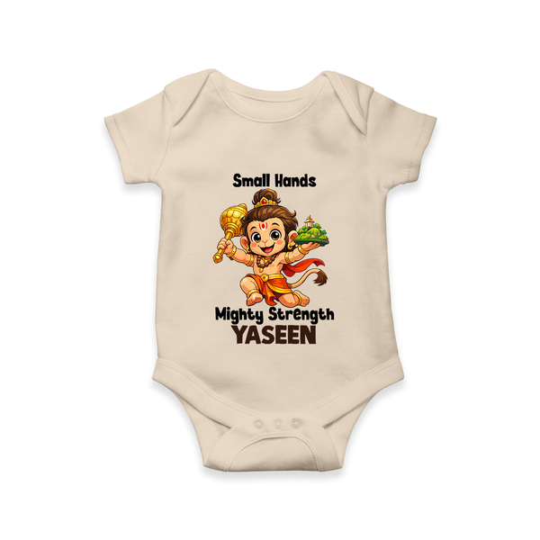 Small Hands Mighty Strength – Personalized Baby Romper - IVORY - New Born (Chest 14")