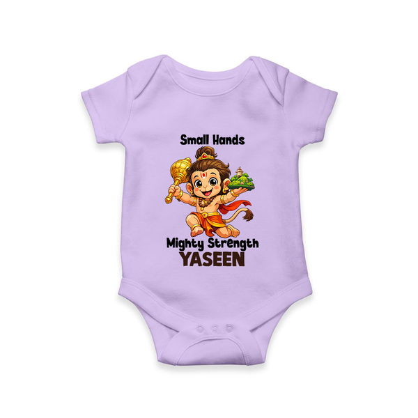 Small Hands Mighty Strength – Personalized Baby Romper - LILAC - New Born (Chest 14")