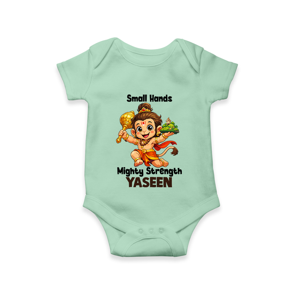 Small Hands Mighty Strength – Personalized Baby Romper - MINT GREEN - New Born (Chest 14")