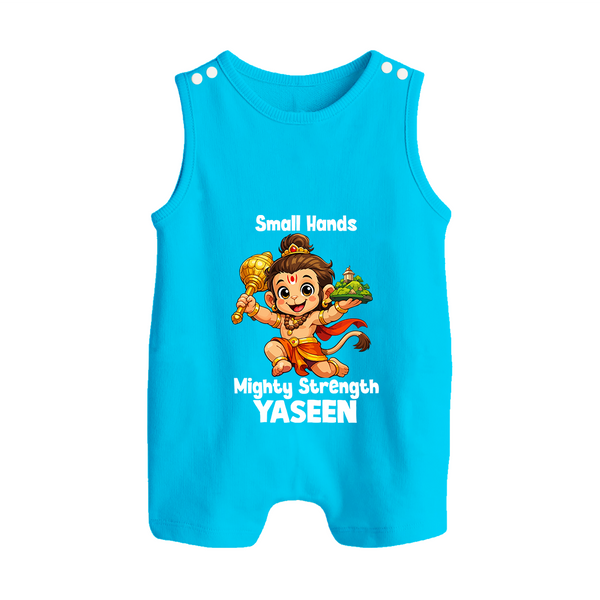 Small Hands Mighty Strength – Personalized Baby Romper Suit - SKY BLUE - New Born (Chest 18")