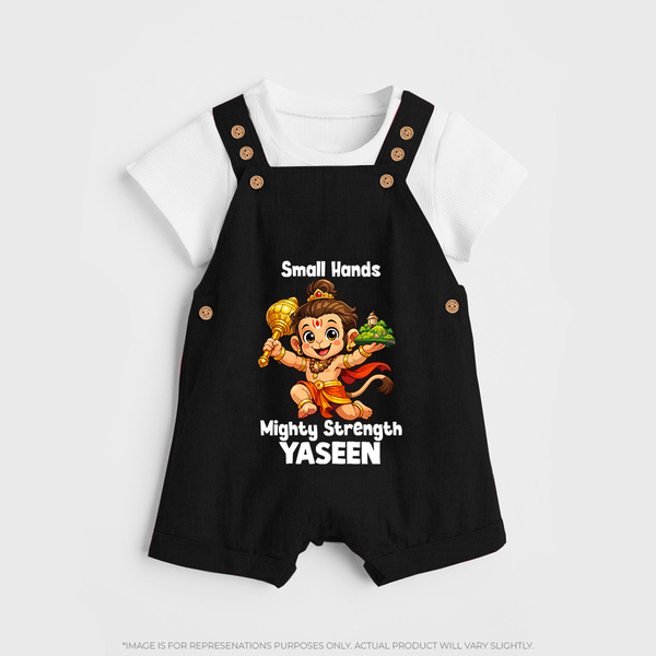 Small Hands Mighty Strength – Personalized Baby Dungaree - BLACK - 0 - 5 Months Old (Chest 18")