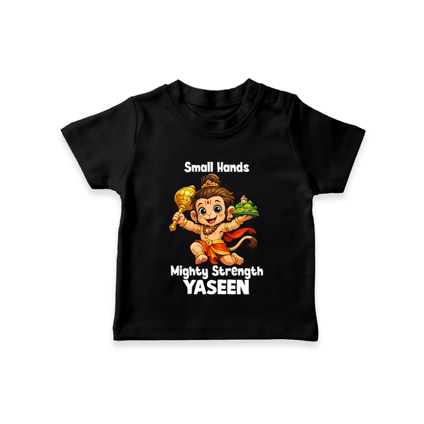 Small Hands Mighty Strength – Personalized Baby T-Shirt - BLACK - 0-5 Months Old (Chest 17")