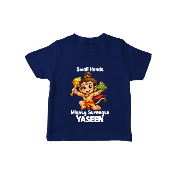 Small Hands Mighty Strength – Personalized Baby T-Shirt - NAVY BLUE - 0-5 Months Old (Chest 17")