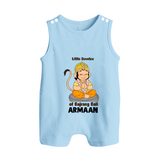 Little Devotee of Bajrang Bali – Personalized Baby Romper Suit - BABY BLUE - New Born (Chest 18")