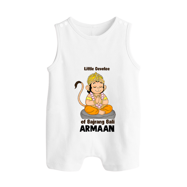 Little Devotee of Bajrang Bali – Personalized Baby Romper Suit - WHITE - New Born (Chest 18")
