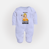 Little Devotee of Bajrang Bali – Personalized Baby Fullbody Suit - BABY BLUE - New Born (Chest 7.5")