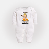 Little Devotee of Bajrang Bali – Personalized Baby Fullbody Suit - WHITE - New Born (Chest 7.5")
