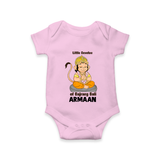 Little Devotee of Bajrang Bali – Personalized Baby Romper - BABY PINK - New Born (Chest 14")