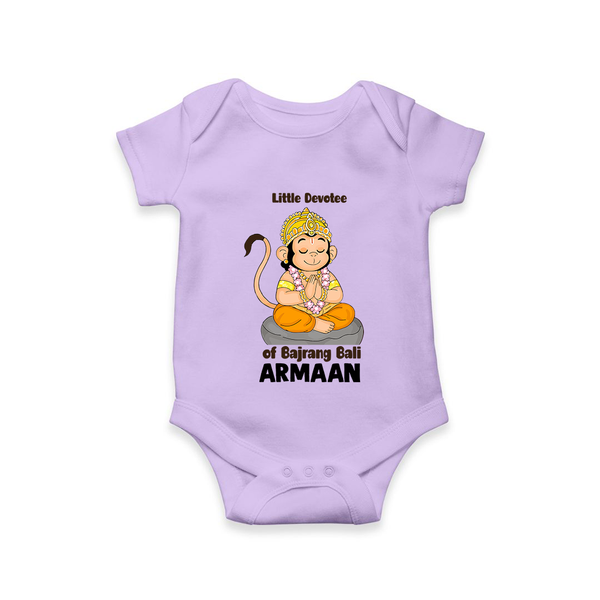 Little Devotee of Bajrang Bali – Personalized Baby Romper - LILAC - New Born (Chest 14")