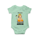 Little Devotee of Bajrang Bali – Personalized Baby Romper - MINT GREEN - New Born (Chest 14")