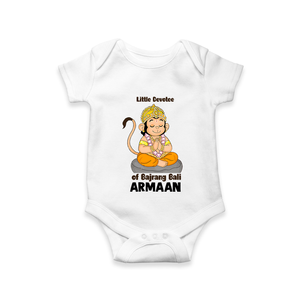 Little Devotee of Bajrang Bali – Personalized Baby Romper - WHITE - New Born (Chest 14")