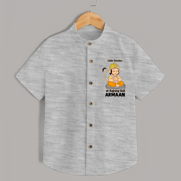 Little Devotee of Bajrang Bali – Personalized   Shirt - GREY - 0 - 6 Months Old (Chest 23")