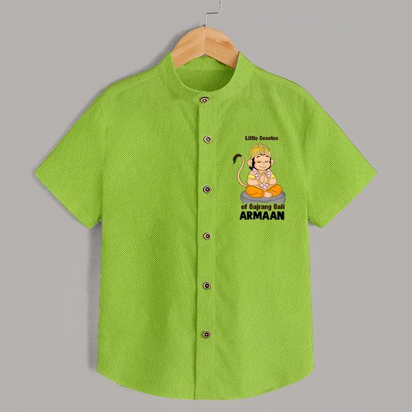 Little Devotee of Bajrang Bali – Personalized   Shirt - LIME GREEN - 0 - 6 Months Old (Chest 23")