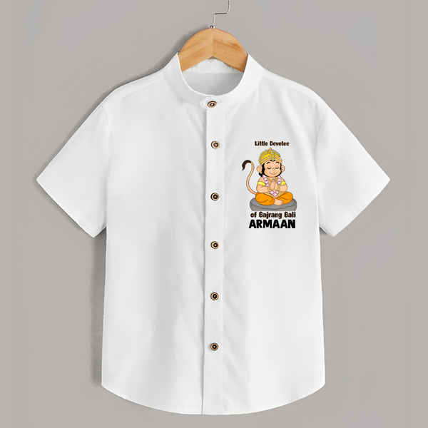Little Devotee of Bajrang Bali – Personalized   Shirt - WHITE - 0 - 6 Months Old (Chest 23")