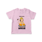 Little Devotee of Bajrang Bali – Personalized Baby T-Shirt - BABY PINK - 0-5 Months Old (Chest 17")