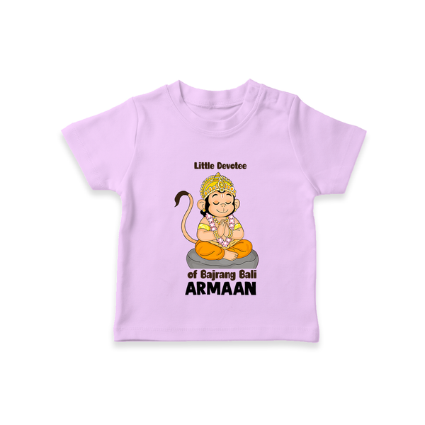 Little Devotee of Bajrang Bali – Personalized Baby T-Shirt - LILAC - 0-5 Months Old (Chest 17")