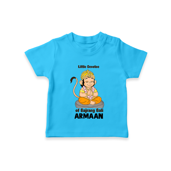Little Devotee of Bajrang Bali – Personalized Baby T-Shirt - SKY BLUE - 0-5 Months Old (Chest 17")