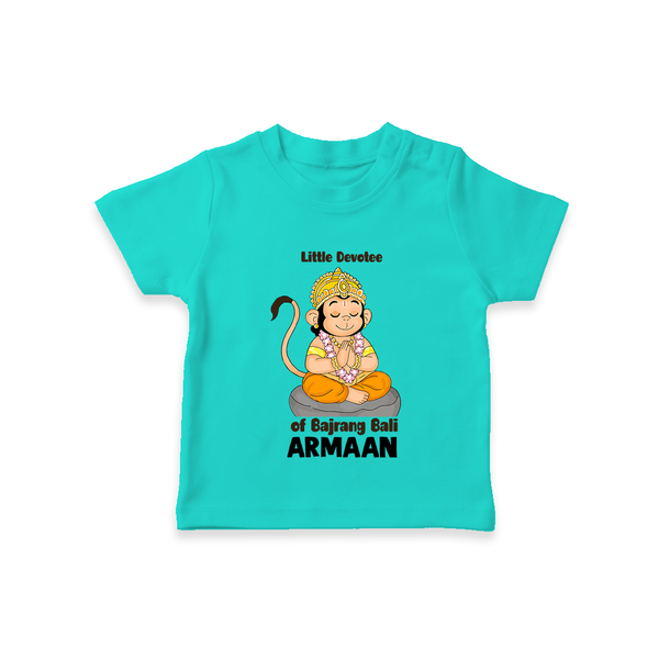 Little Devotee of Bajrang Bali – Personalized Baby T-Shirt - TEAL - 0-5 Months Old (Chest 17")