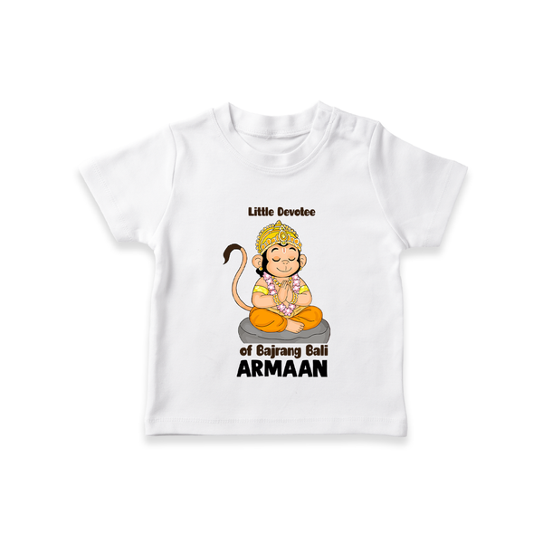 Little Devotee of Bajrang Bali – Personalized Baby T-Shirt - WHITE - 0-5 Months Old (Chest 17")