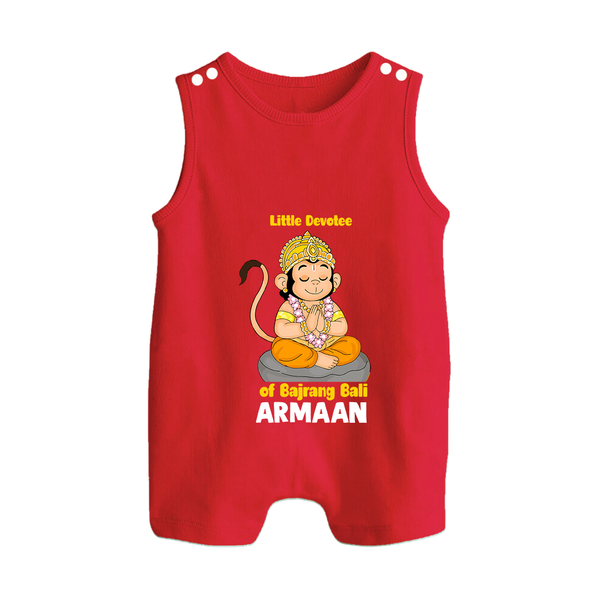 Little Devotee of Bajrang Bali – Personalized Baby Romper Suit - RED - New Born (Chest 18")