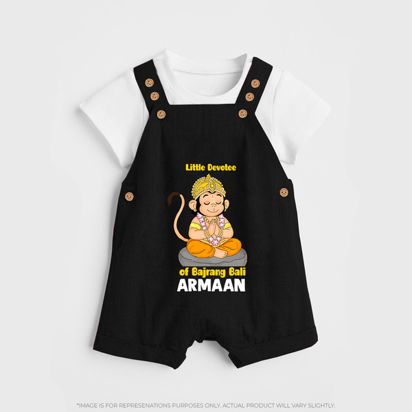 Little Devotee of Bajrang Bali – Personalized Baby Dungaree - BLACK - 0 - 5 Months Old (Chest 18")