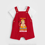 Little Devotee of Bajrang Bali – Personalized Baby Dungaree - RED - 0 - 5 Months Old (Chest 18")