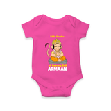 Little Devotee of Bajrang Bali – Personalized Baby Romper - HOT PINK - New Born (Chest 14")