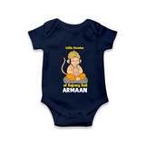 Little Devotee of Bajrang Bali – Personalized Baby Romper - NAVY BLUE - New Born (Chest 14")