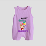 "Happy Birthday Dad - Adorable Baby Romper Suit That Melts DadÕs Heart" - LILAC - 0 - 5 Months Old (Chest 18")