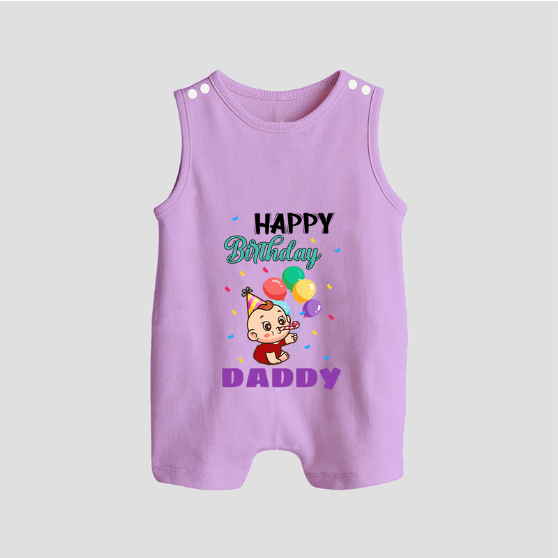 "Happy Birthday Dad - Adorable Baby Romper Suit That Melts DadÕs Heart" - LILAC - 0 - 5 Months Old (Chest 18")