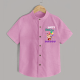 Happy Birthday Dad Baby Shirt | Cotton Shirt for Newborns - BABY PINK - 0 - 6 Months Old (Chest 23")