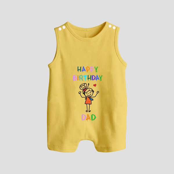 "Celebrate DadÕs Big Day With This Cute Birthday Baby Romper Suit!" - PASTEL YELLOW - 0 - 5 Months Old (Chest 18")