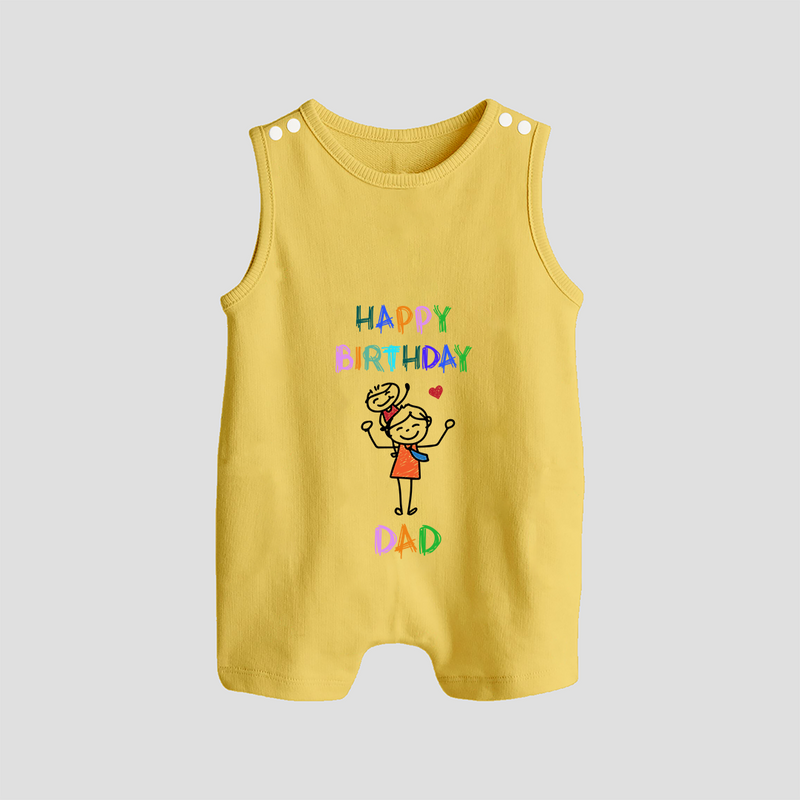 "Celebrate DadÕs Big Day With This Cute Birthday Baby Romper Suit!" - PASTEL YELLOW - 0 - 5 Months Old (Chest 18")